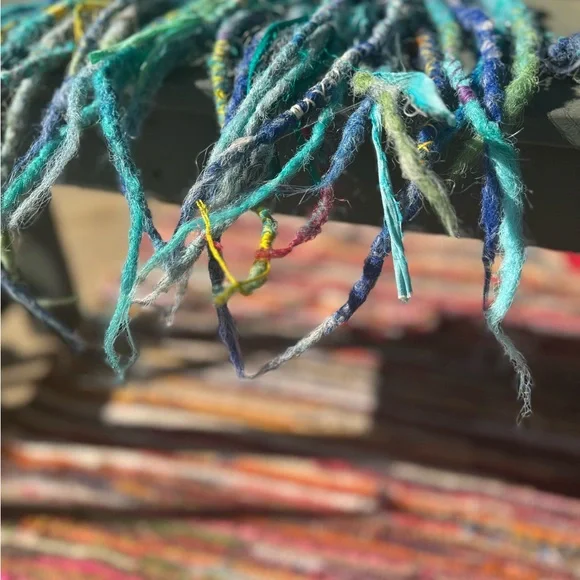 Handcrafted Blue and Yellow dreadlock extensions single ended